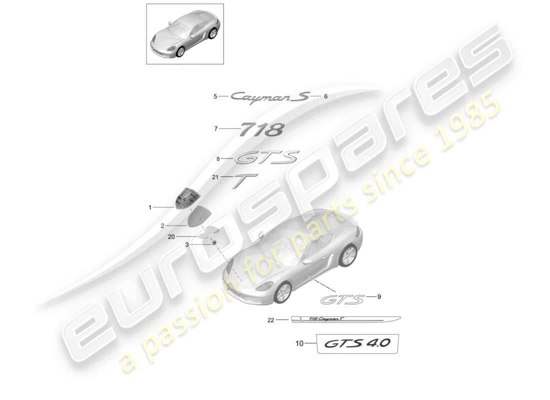 a part diagram from the porsche 2025 (718 cayman) parts catalogue