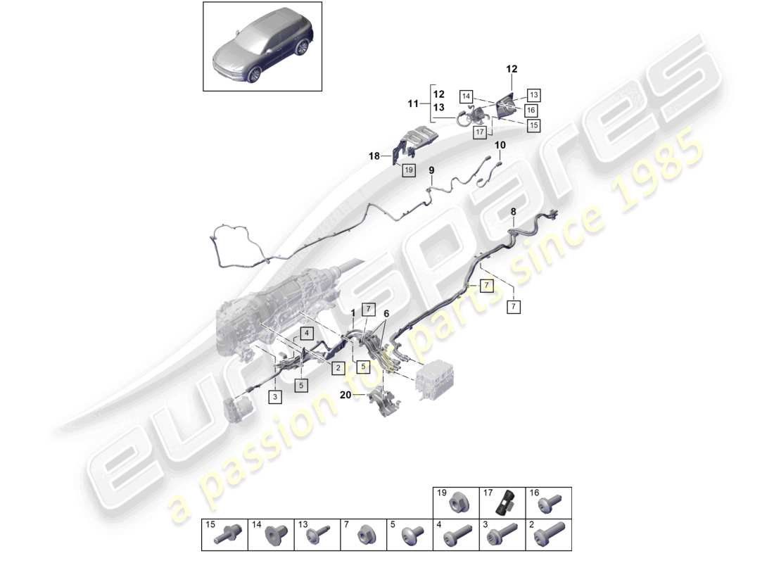 a part diagram from the porsche 2022 (cayenne e3 9ya/9yb) parts catalogue