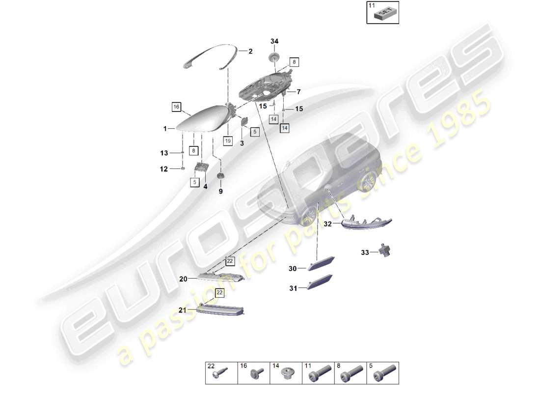 a part diagram from the porsche 2023 (cayenne e3 9ya/9yb) parts catalogue