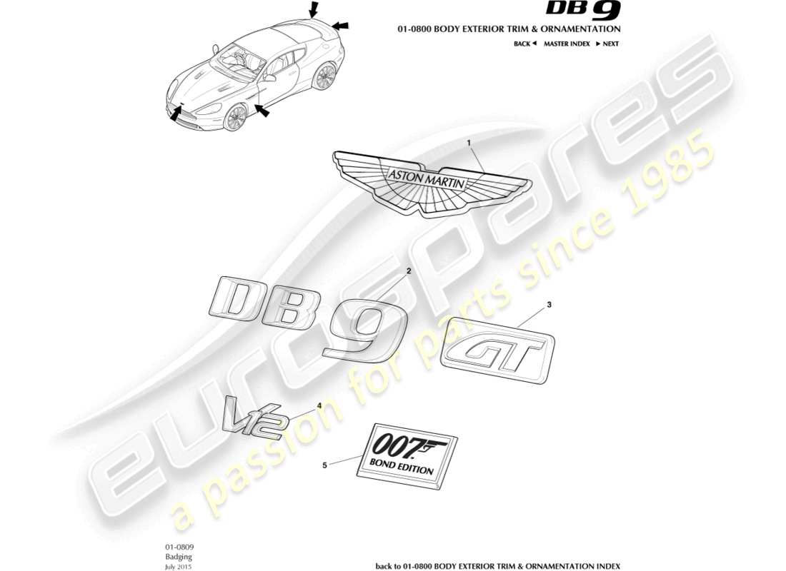 a part diagram from the aston martin db9 (2013) parts catalogue