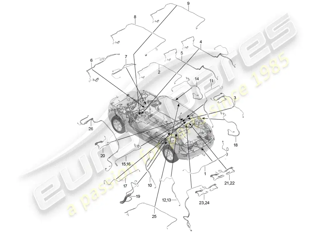 porsche 2014 (macan) single wire connecting line aerial aerial amplifier d - mj 2017>> parts diagram