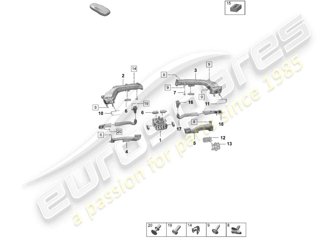 porsche 2025 (taycan 9j1-2) air guide dashboard parts diagram