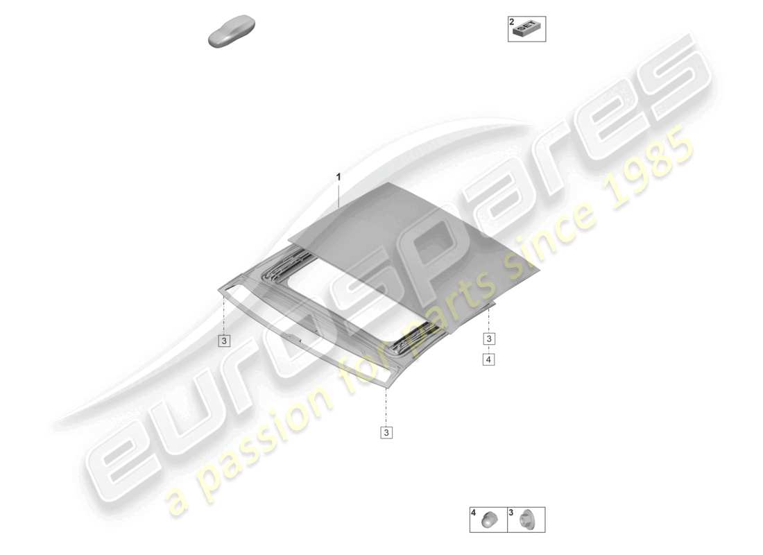porsche 2021 (panamera 971-2) glass sliding roof frame part diagram