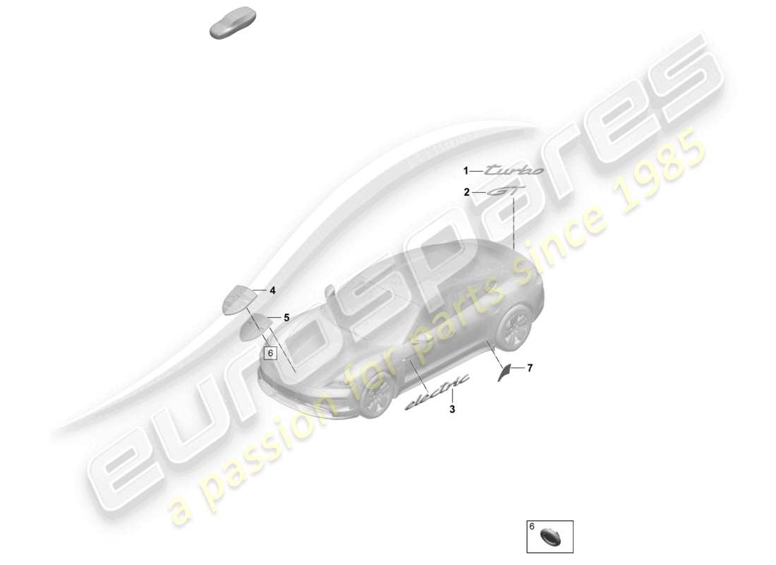 porsche 2025 (taycan 9j1-2) inscription porsche crest stone guard film parts diagram