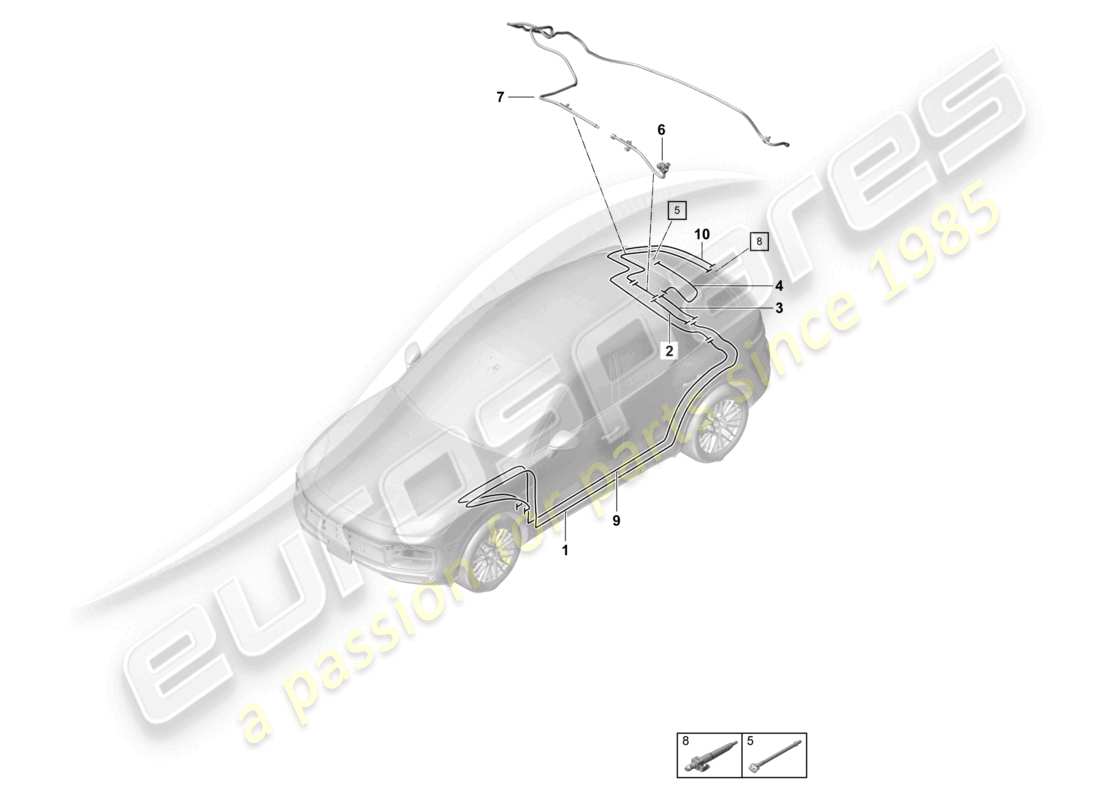 porsche 2023 (cayenne e3 9ya/9yb) hose rear rear window wiper reversing camera part diagram