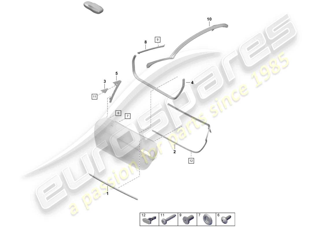porsche 2024 (718 boxster spyder) door seal and trim parts diagram