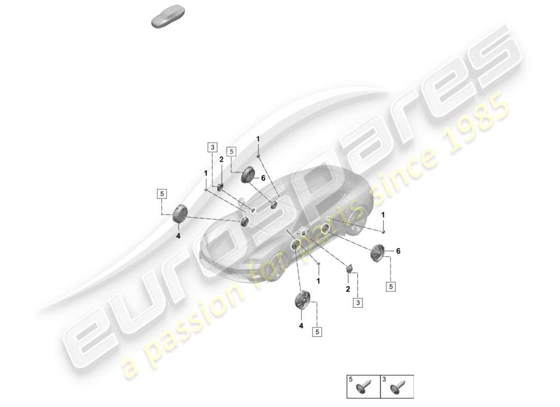 porsche 2025 (taycan 9j1-2) loudspeaker basic parts diagram