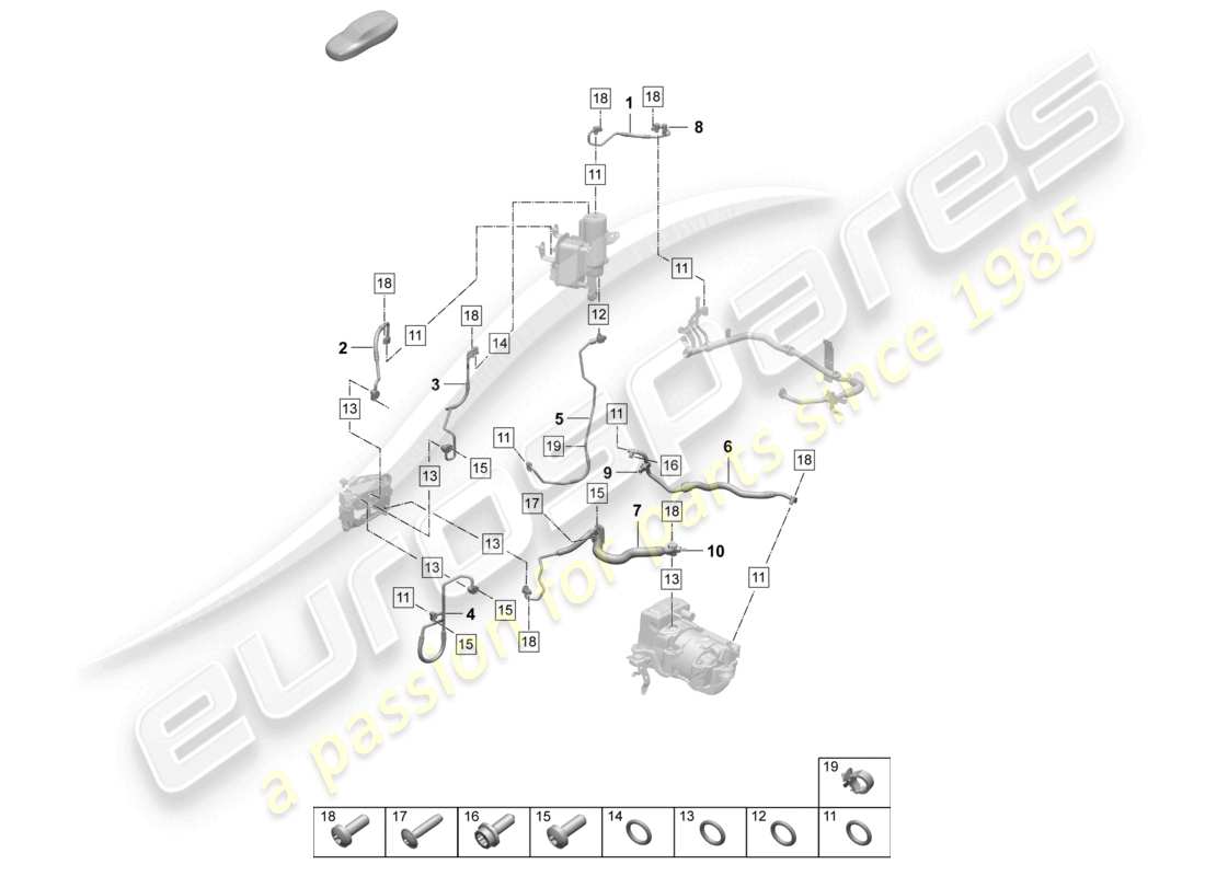 porsche 2025 (taycan 9j1-2) air conditioning refrigerant line parts diagram