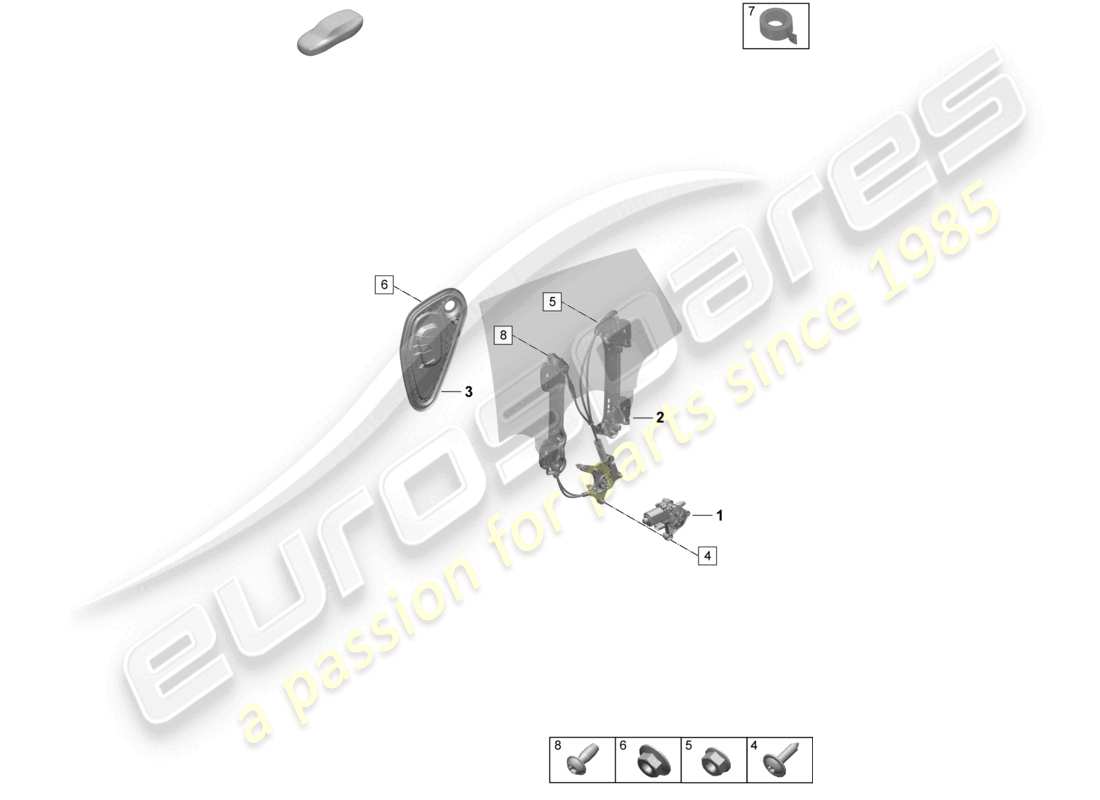 porsche 2025 (taycan 9j1-2) window regulator rear window regulator motor accessories parts diagram