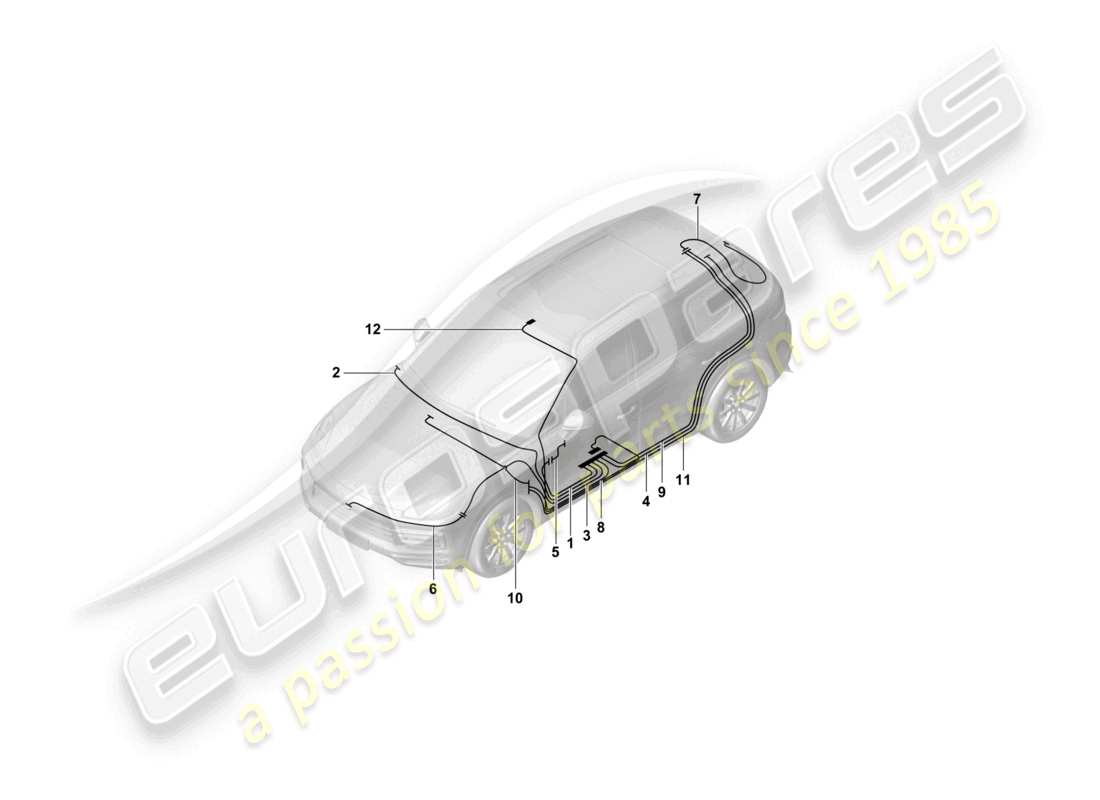 porsche 2022 (cayenne e3 9ya/9yb) aerial connection line part diagram