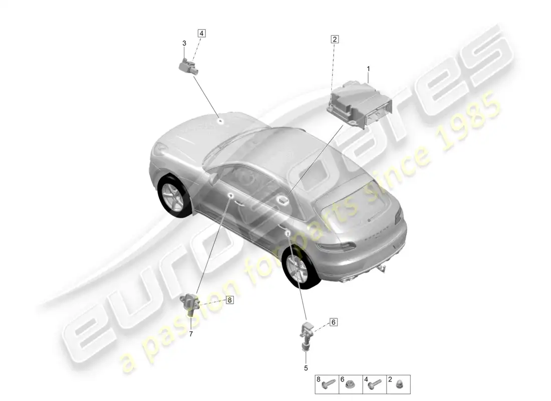porsche 2020 (macan) control unit crash sensor for airbag airbag parts diagram