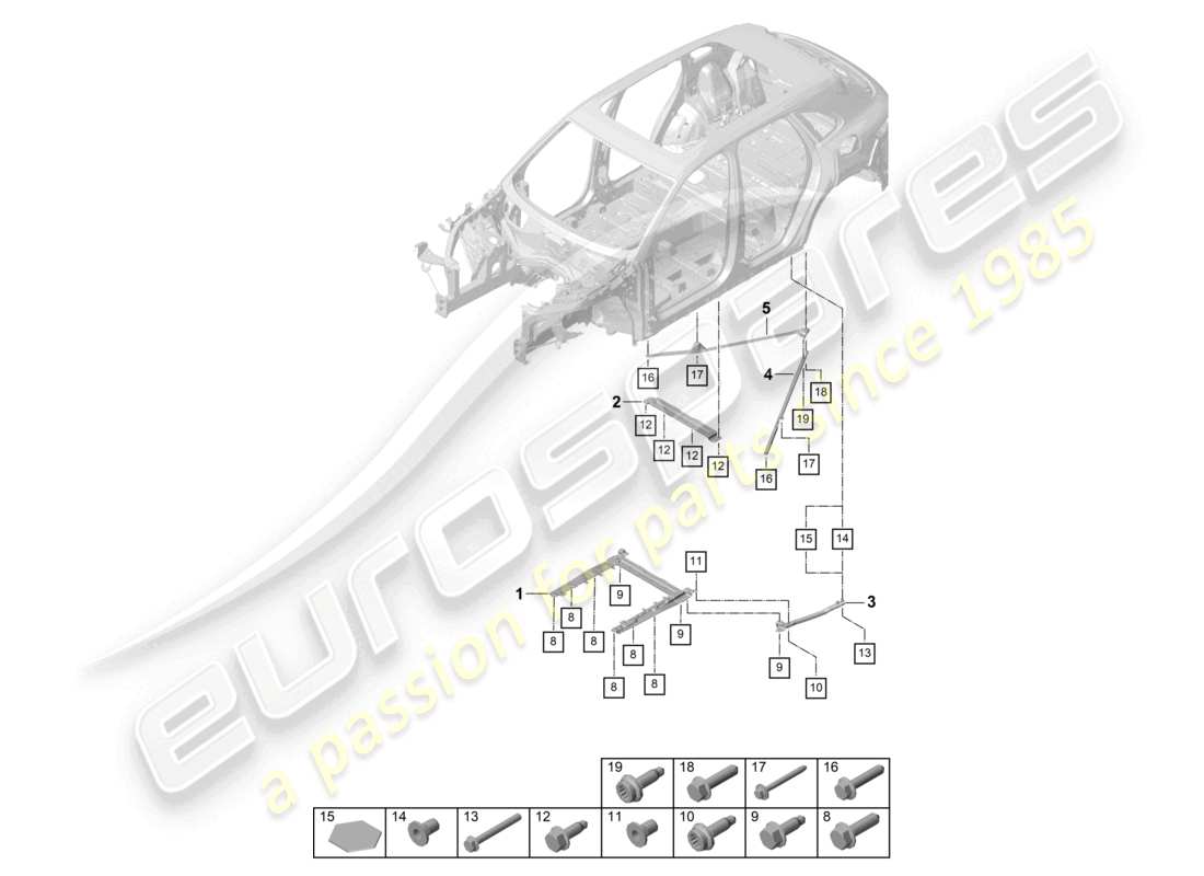 porsche 2022 (cayenne e3 9ya/9yb) dome strut rear part diagram