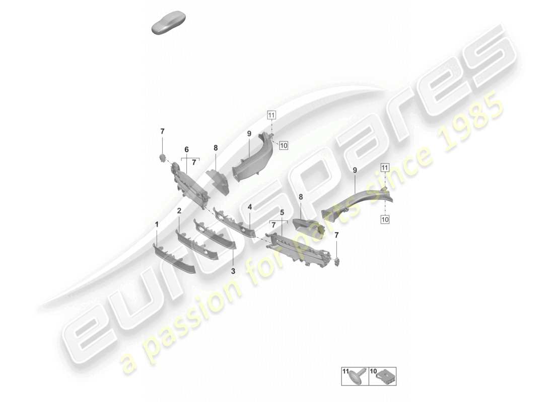 porsche 2021 (taycan 9j1-1) air guide front bumper part diagram
