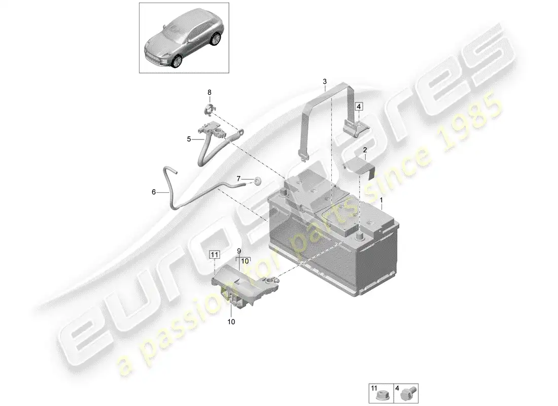 porsche 2020 (macan) battery parts diagram