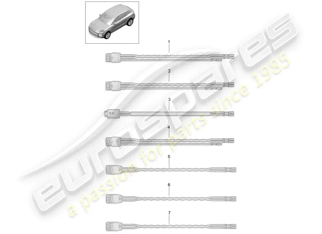 porsche 2020 (macan) wire set airbag for seat belt parts diagram