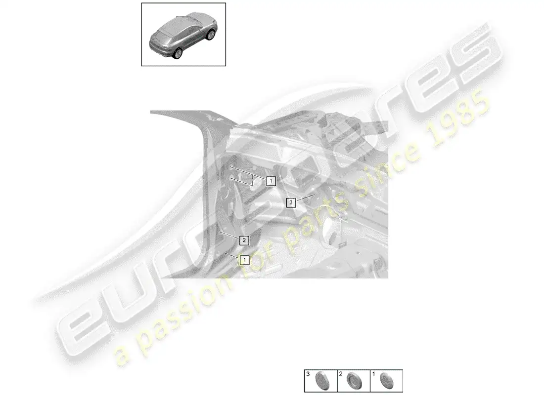 porsche 2020 (macan) bungs inner firewall parts diagram