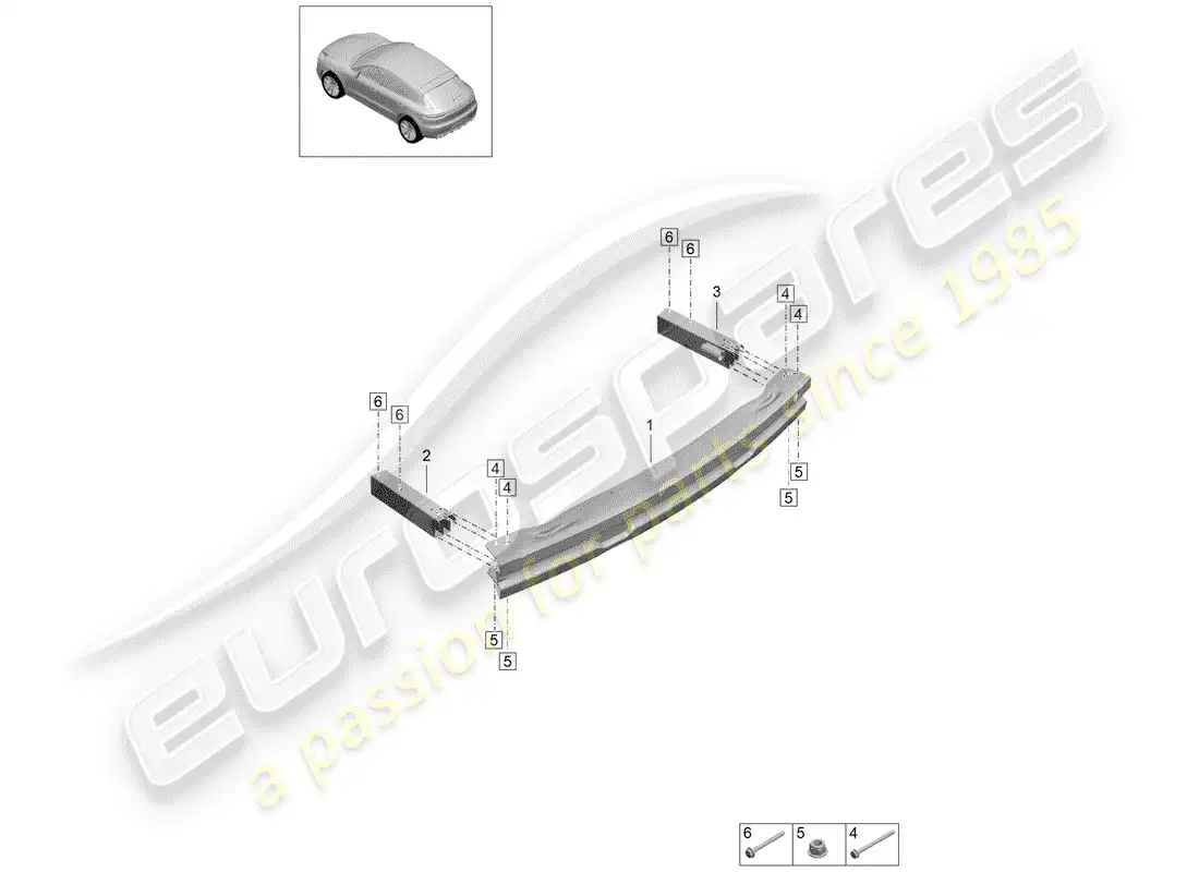 porsche 2020 (macan) bumper carrier rear parts diagram