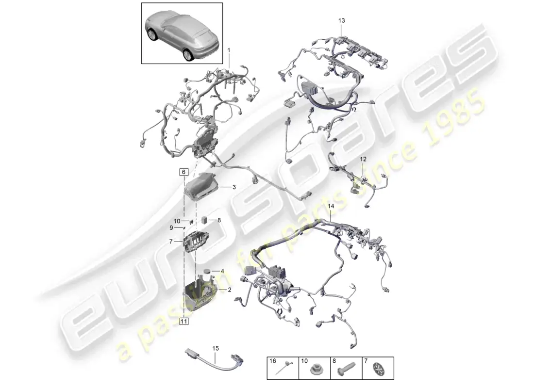 porsche 2020 (macan) wire set engine parts diagram