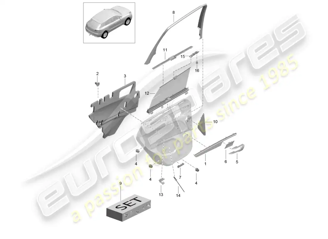porsche 2014 (macan) accessories rear door panel parts diagram