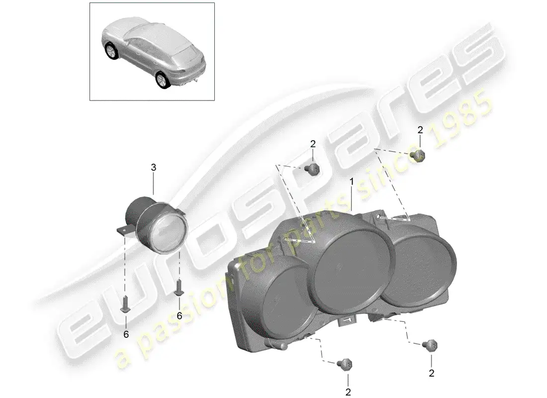 porsche 2014 (macan) combi-instrument dial multi-coloured stopwatch d >>- mj 2016 parts diagram