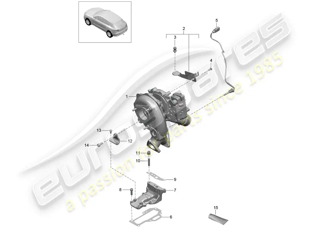 porsche 2014 (macan) exhaust gas turbocharger parts diagram