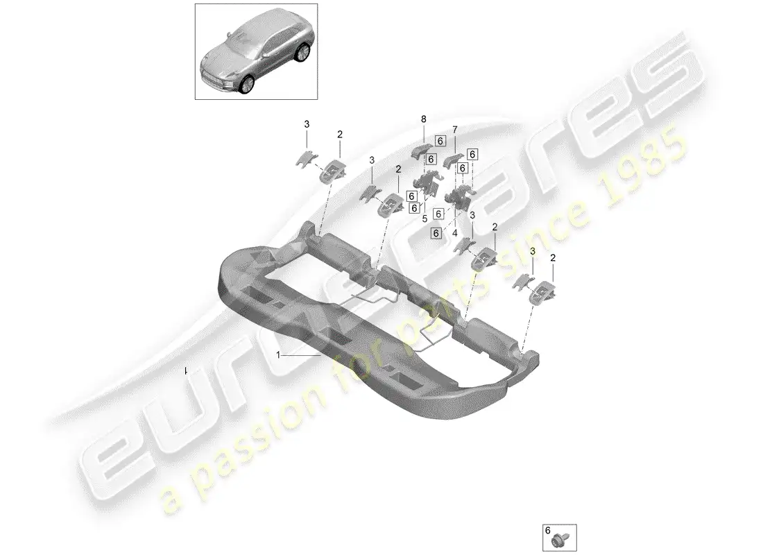 porsche 2020 (macan) back seat fasteners parts diagram
