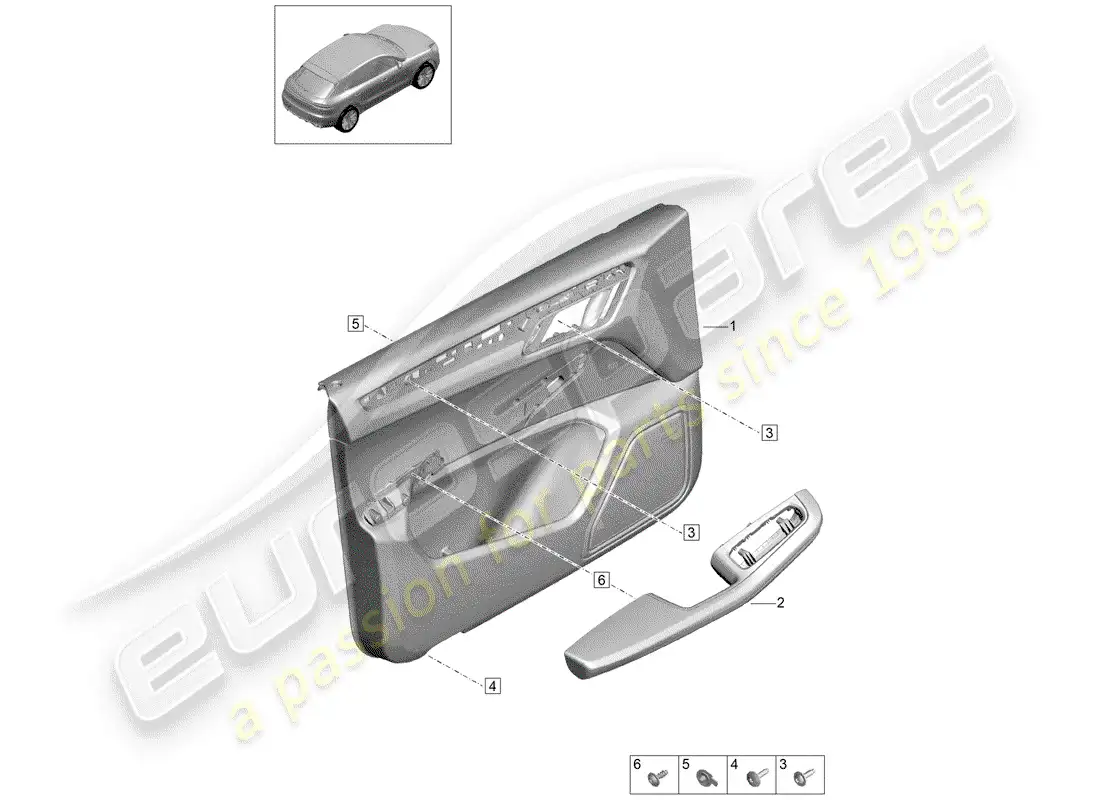 porsche 2020 (macan) door trim panels front doors for models with leatherette trim interior lighting comfort parts diagram