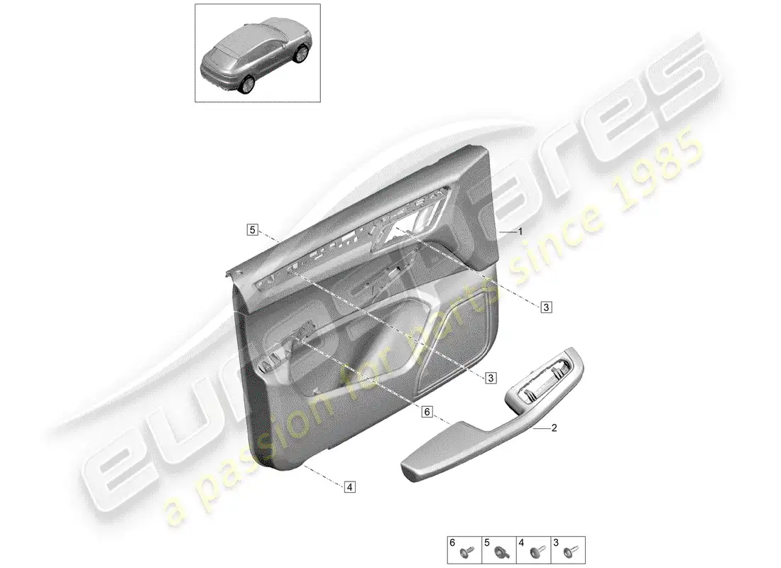 porsche 2020 (macan) door trim panels front doors for vehicles with leather trim interior lighting comfort parts diagram