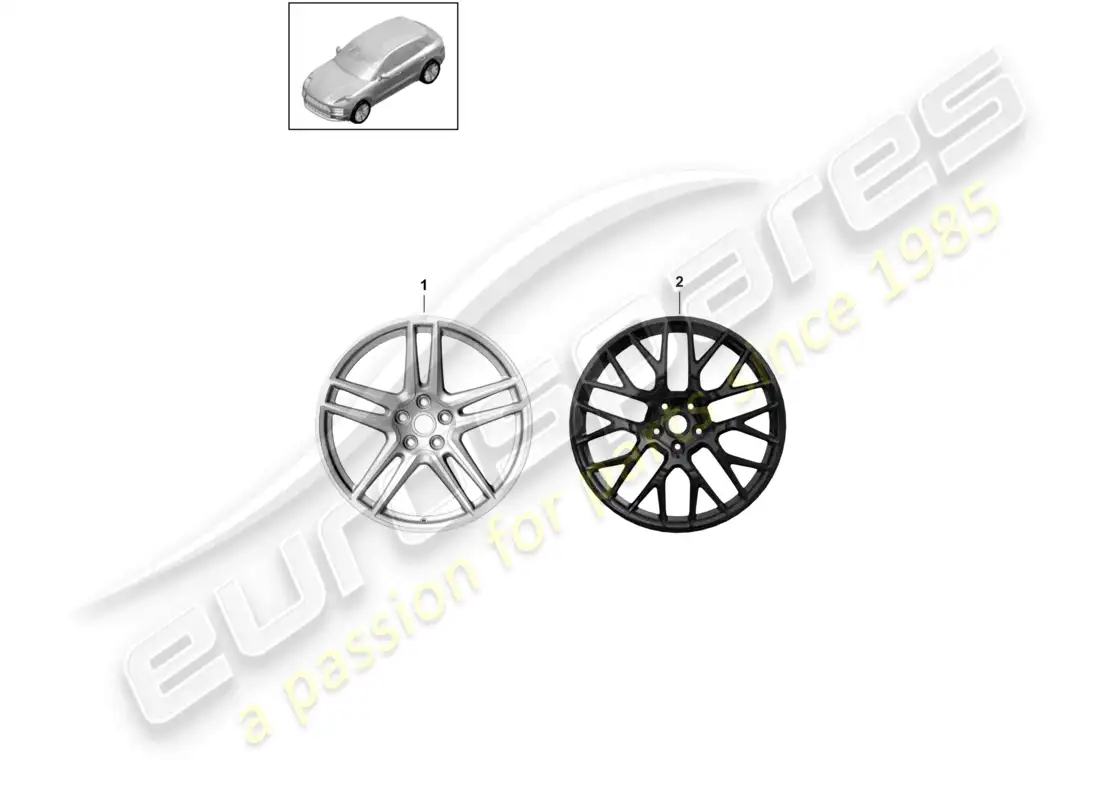 porsche 2020 (macan) alloy wheel 20 parts diagram