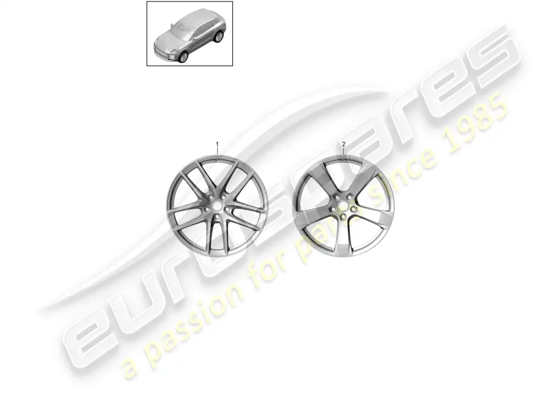 porsche 2020 (macan) alloy wheel 20 parts diagram