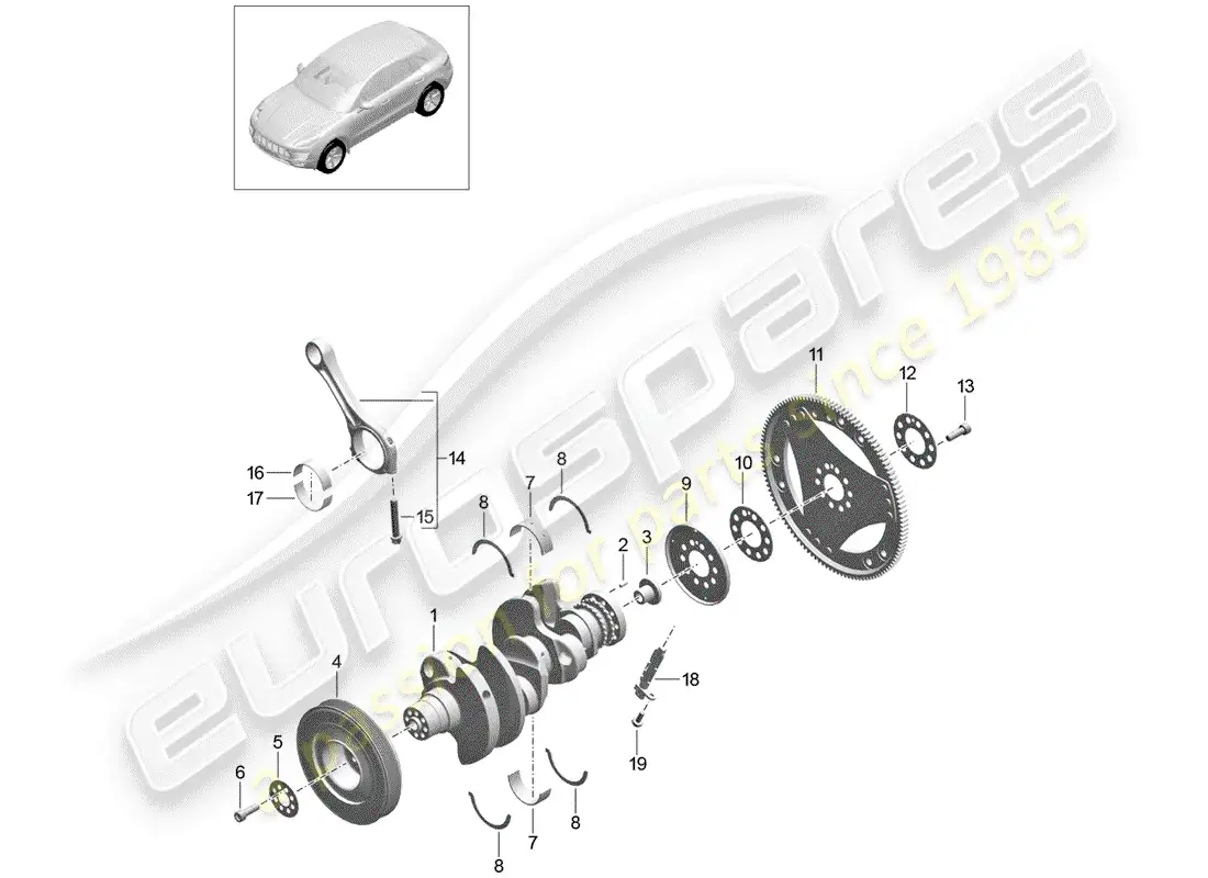 porsche 2014 (macan) crankshaft conrod parts diagram