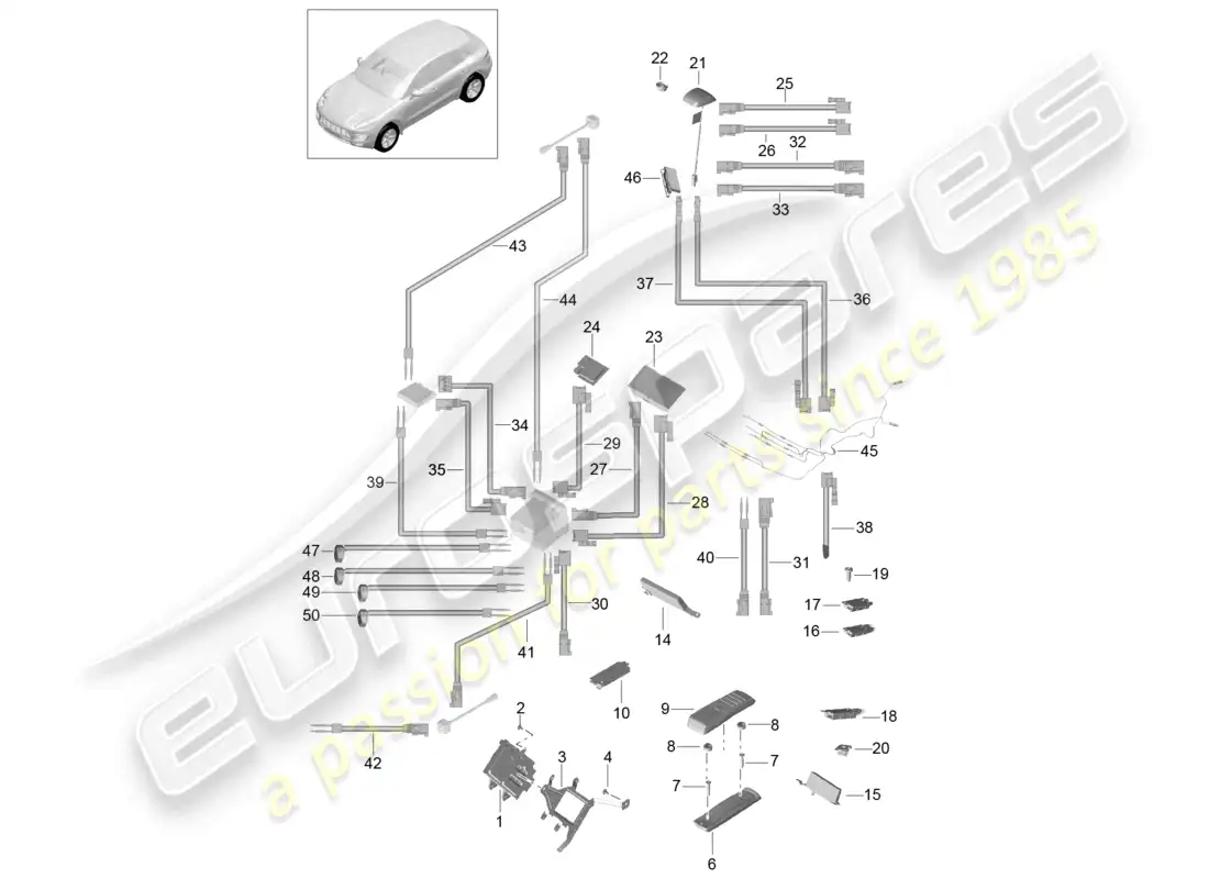 porsche 2014 (macan) telephone amplifiers aerial amplifier aerial cable for vehicles with multimedia equipment parts diagram