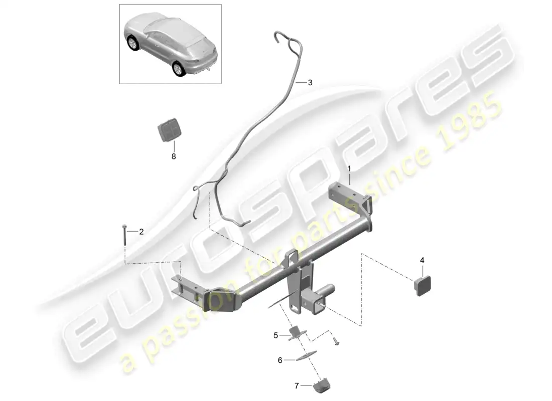 porsche 2014 (macan) tow hitch parts diagram