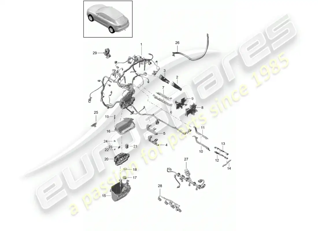 porsche 2014 (macan) wire set engine parts diagram