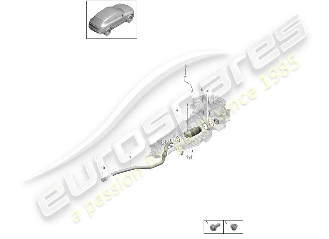 porsche 2020 (macan) catalytic converter lambda probe parts diagram