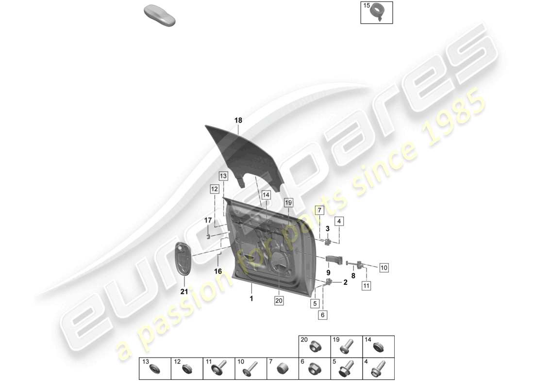 porsche 2024 (macan-e) door shell front accessories part diagram