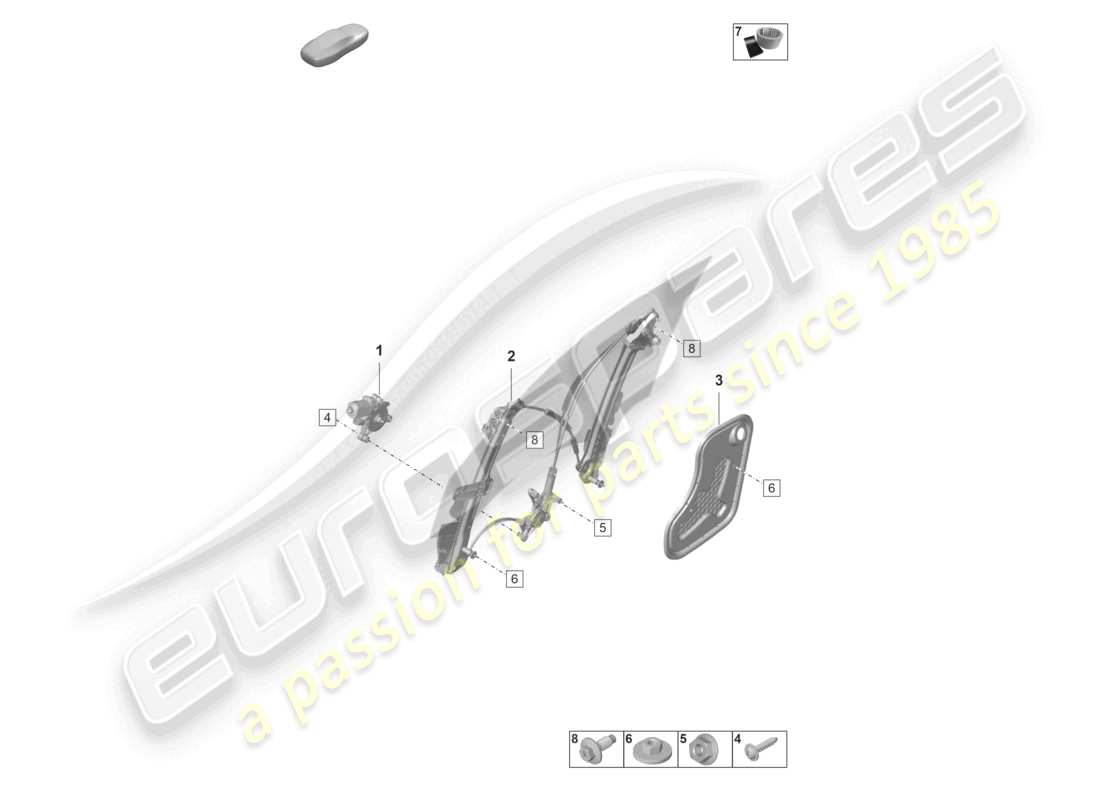 porsche 2020 (taycan 9j1-1) window regulator front part diagram