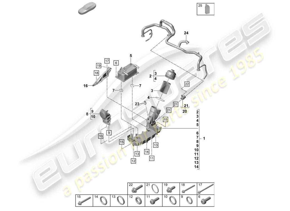 porsche 2025 (992-2 turbo / s) oil filter console engine oil parts diagram