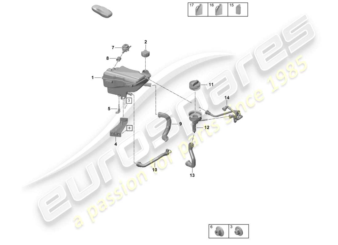 porsche 2025 (718 cayman gt4) coolant expansion tank part diagram