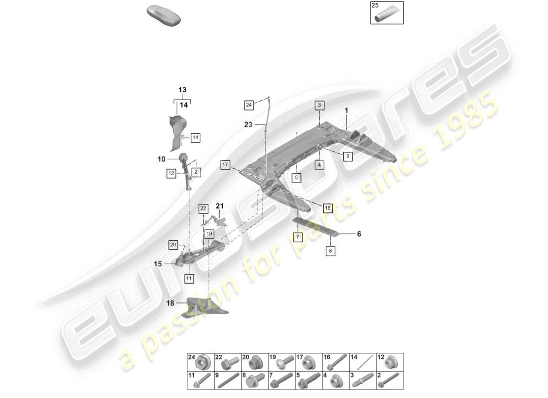 porsche 2025 (992-2 turbo / s) cross member wishbone parts diagram