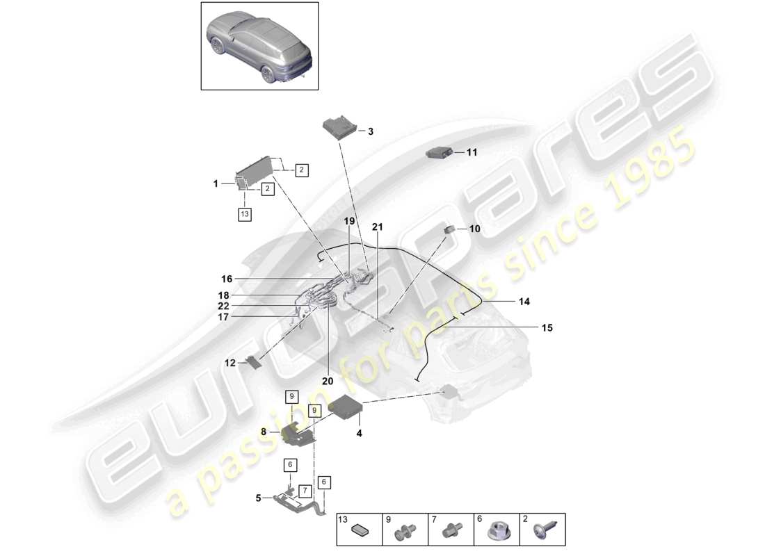 porsche 2022 (cayenne e3 9ya/9yb) display central computer d - 17.08.2020>>- 26.04.2021 part diagram