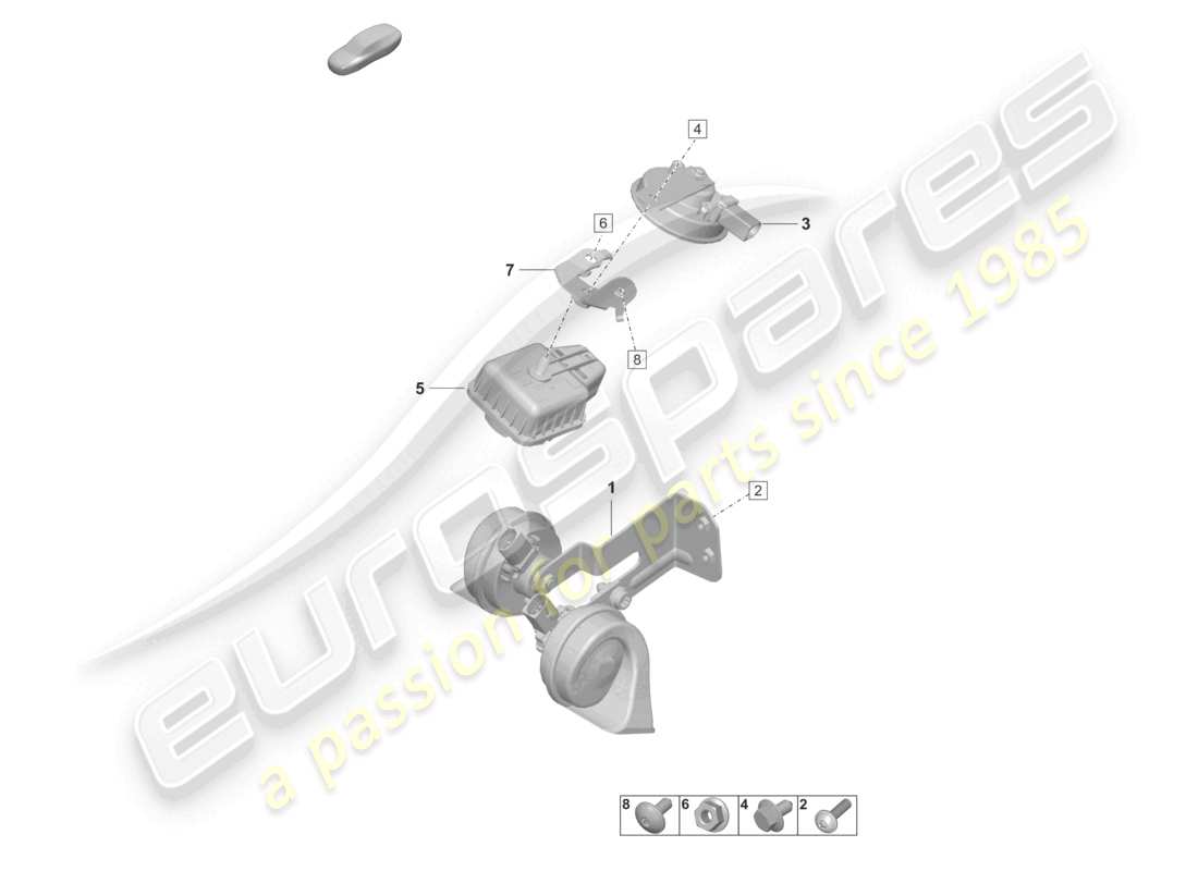 porsche 2022 (taycan 9j1-1) fanfare signal horn alarm system part diagram