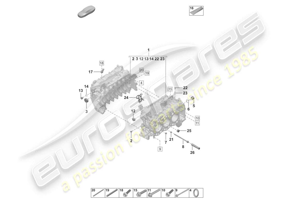 porsche 2026 (992-2 turbo / s) crankcase housing parts diagram