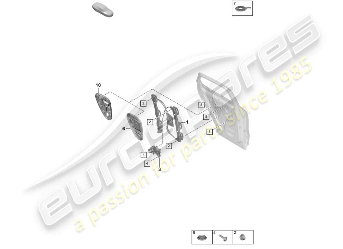 porsche 2024 (cayenne e3 pa) window regulator rear assembly carrier part diagram