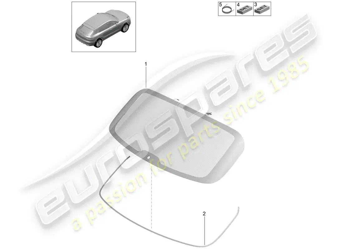 porsche 2020 (macan) rear window parts diagram
