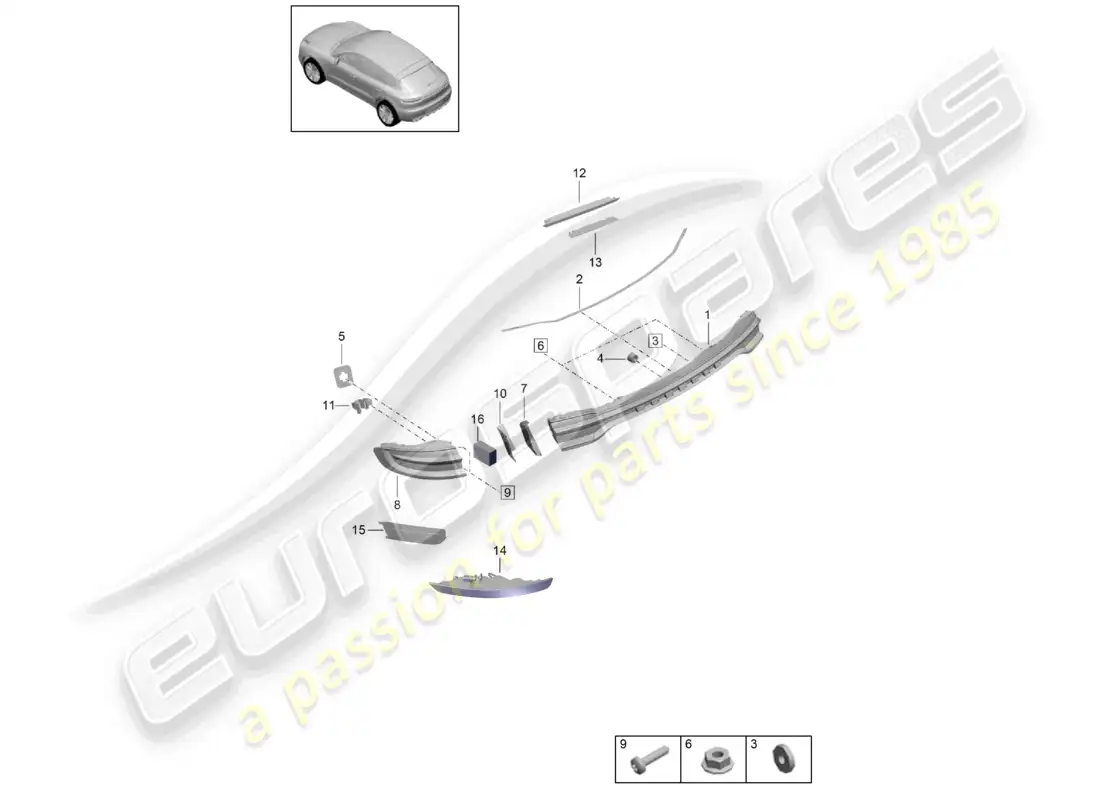 porsche 2020 (macan) rear light additional brake light parts diagram