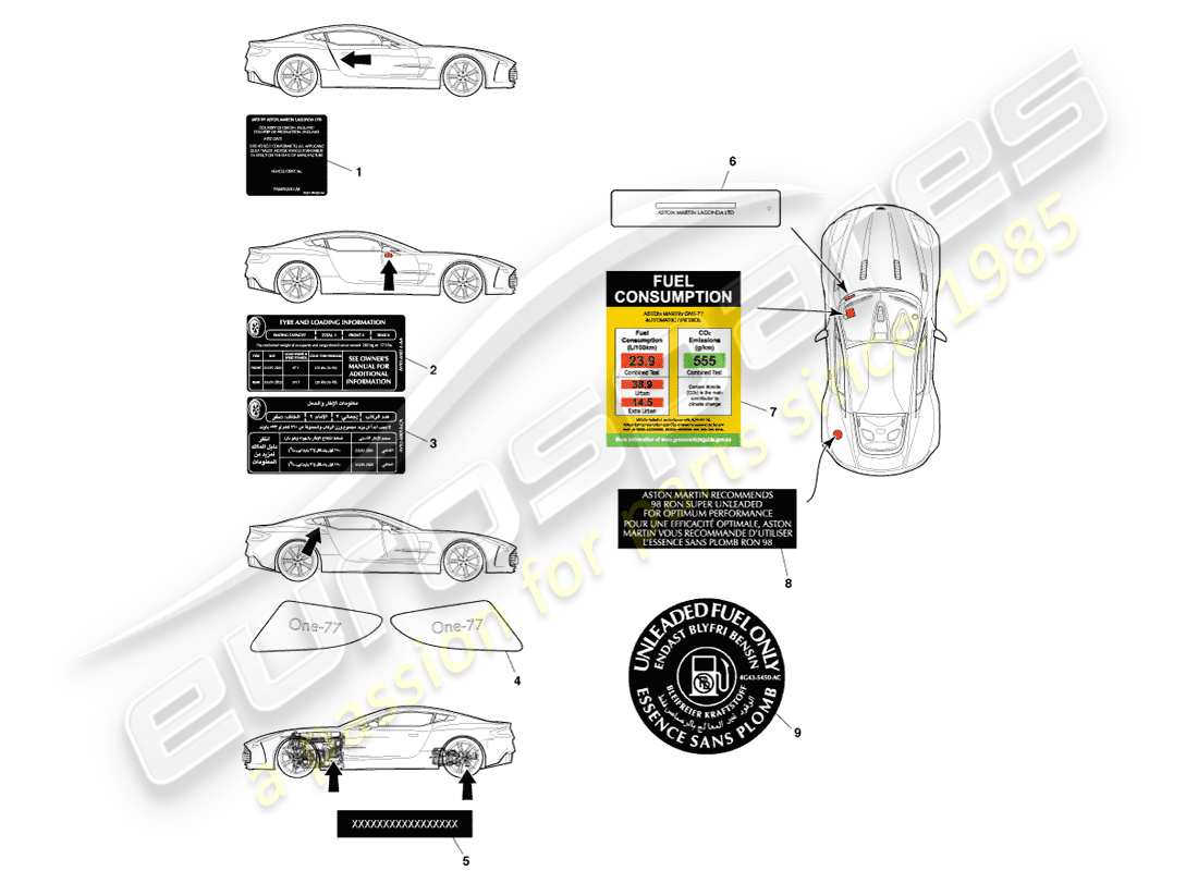 a part diagram from the aston martin one-77 parts catalogue