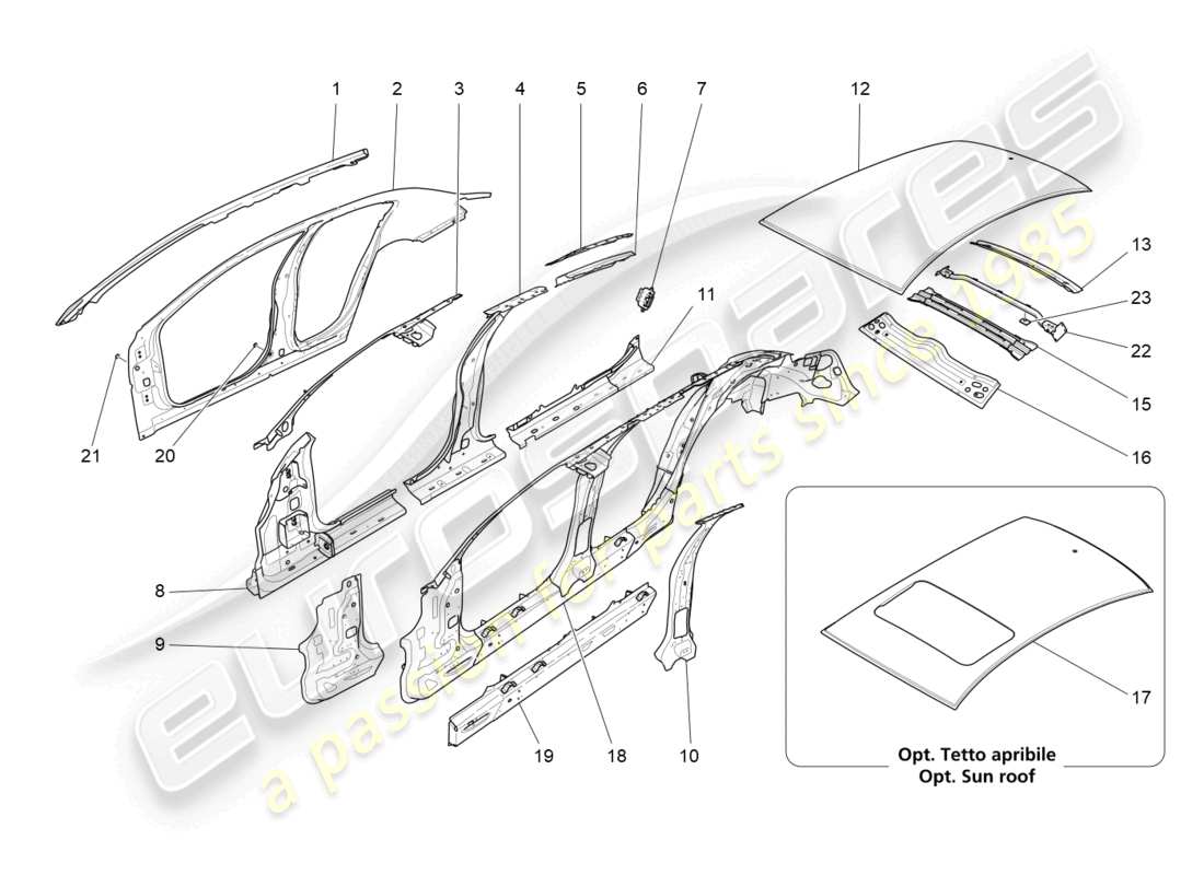 a part diagram from the maserati ghibli (2017 onwards) parts catalogue