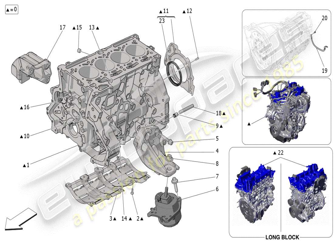maserati grecale modena (2023) crankcase parts diagram