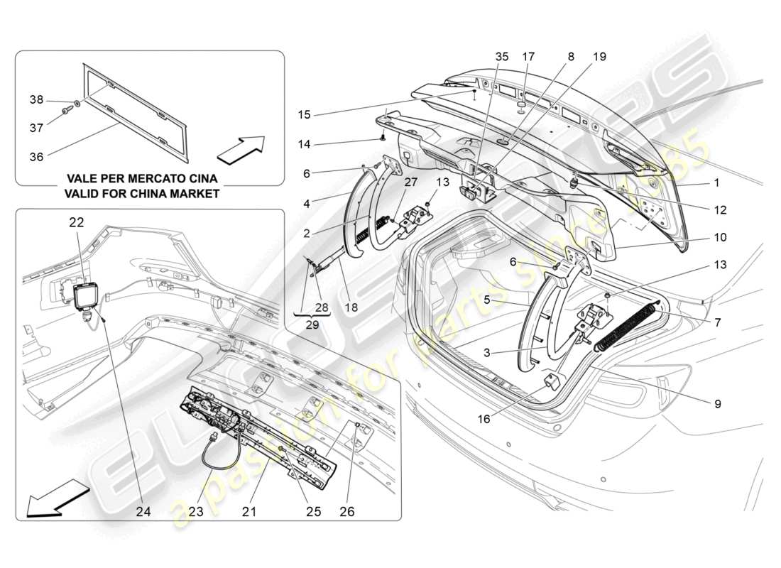 a part diagram from the maserati quattroporte m156 (2017 onwards) parts catalogue